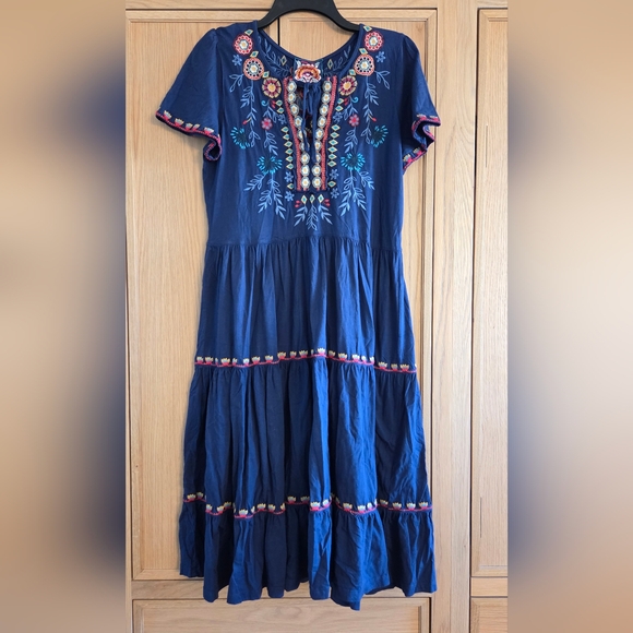 Johnny Was Sicilia Tiered Knit Dress Embroidered Details - Picture 6 of 10